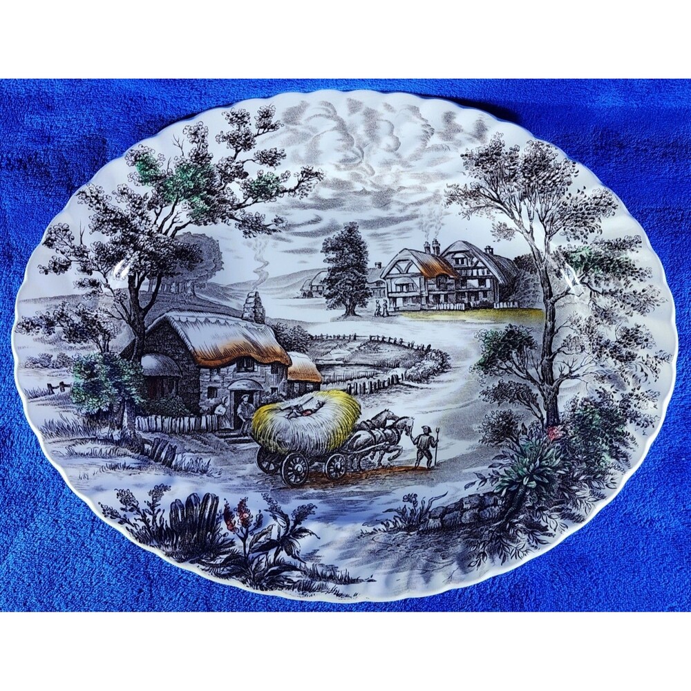Yorkshire Staffordshire Ironstone England Scene PLATTER 14.25" L x 11.25" W